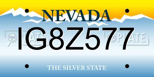 IG8Z577 Nevada License Plate