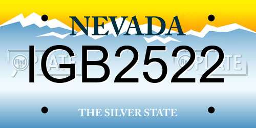 IGB2522 Nevada License Plate