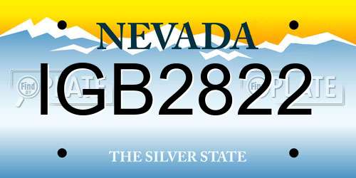 IGB2822 Nevada License Plate