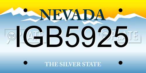 IGB5925 Nevada License Plate