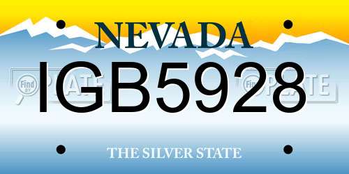 IGB5928 Nevada License Plate