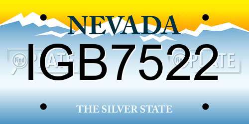 IGB7522 Nevada License Plate