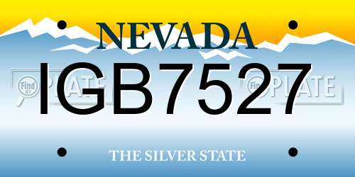 IGB7527 Nevada License Plate