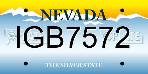 IGB7572 Nevada License Plate