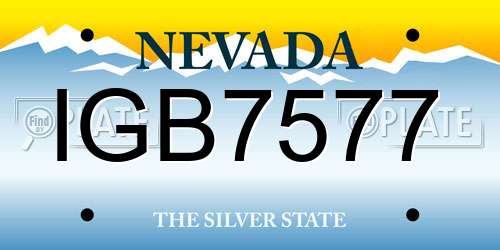 IGB7577 Nevada License Plate
