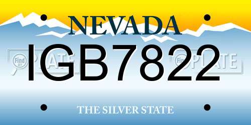 IGB7822 Nevada License Plate