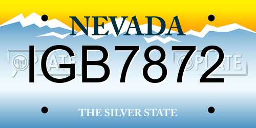 IGB7872 Nevada License Plate