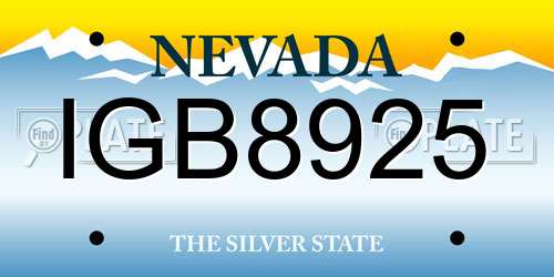 IGB8925 Nevada License Plate