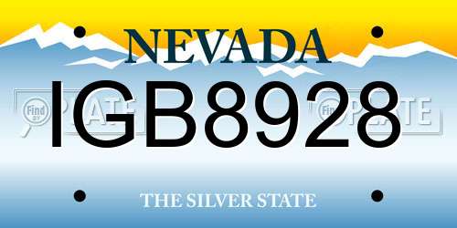 IGB8928 Nevada License Plate