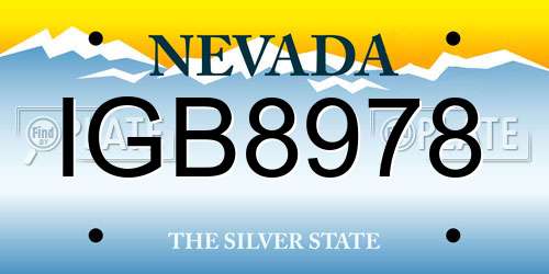 IGB8978 Nevada License Plate