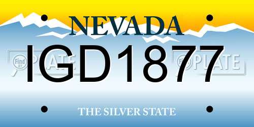 IGD1877 Nevada License Plate