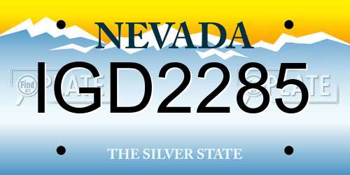 IGD2285 Nevada License Plate
