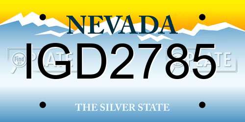 IGD2785 Nevada License Plate
