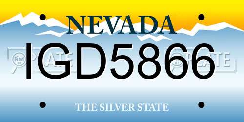 IGD5866 Nevada License Plate