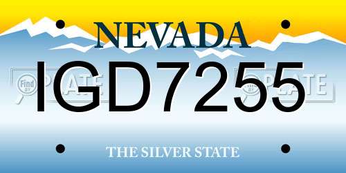 IGD7255 Nevada License Plate