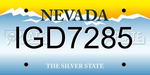 IGD7285 Nevada License Plate