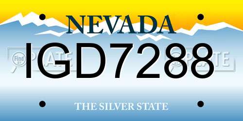 IGD7288 Nevada License Plate