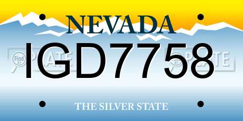 IGD7758 Nevada License Plate