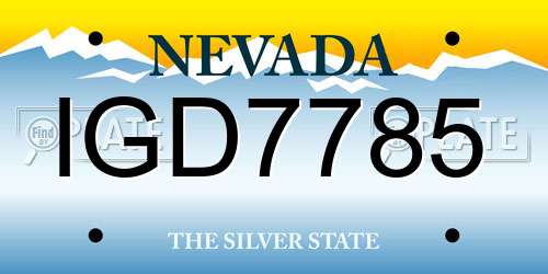 IGD7785 Nevada License Plate