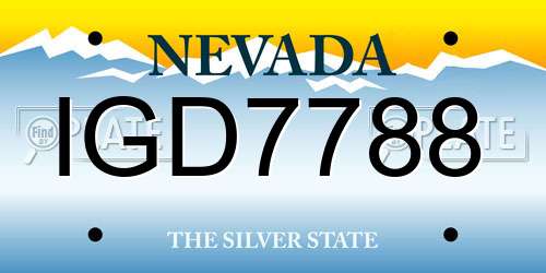 IGD7788 Nevada License Plate