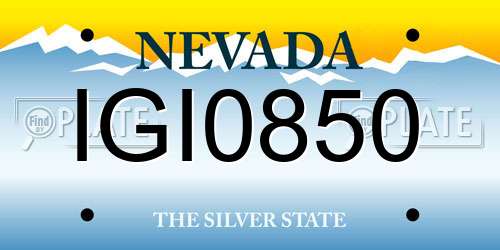 IGI0850 Nevada License Plate