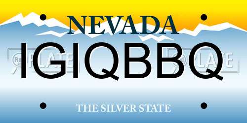 IGIQBBQ Nevada License Plate