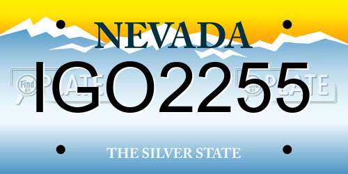IGO2255 Nevada License Plate