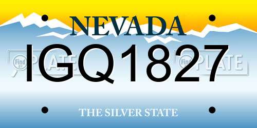 IGQ1827 Nevada License Plate