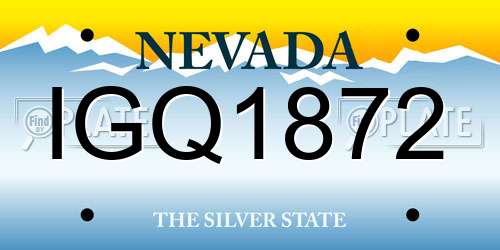 IGQ1872 Nevada License Plate