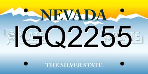 IGQ2255 Nevada License Plate