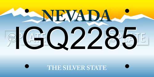 IGQ2285 Nevada License Plate