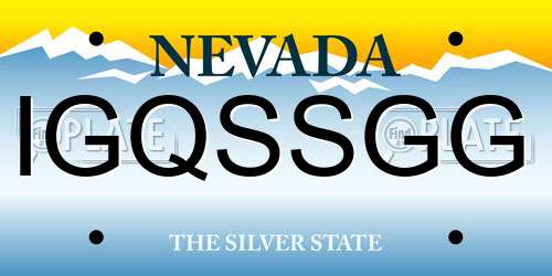 IGQSSGG Nevada License Plate