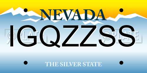 IGQZZSS Nevada License Plate