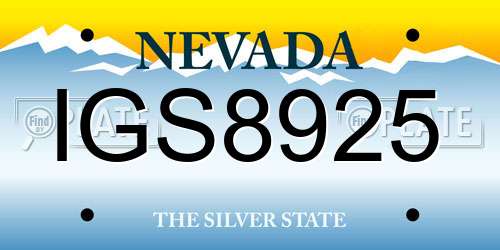 IGS8925 Nevada License Plate