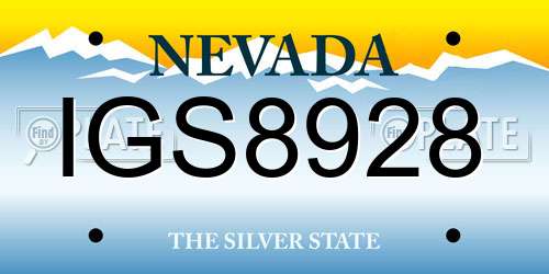 IGS8928 Nevada License Plate
