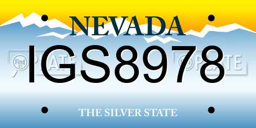 IGS8978 Nevada License Plate