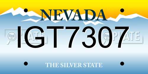 IGT7307 Nevada License Plate