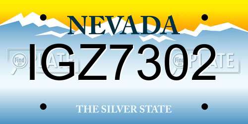 IGZ7302 Nevada License Plate