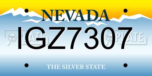 IGZ7307 Nevada License Plate