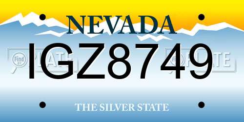 IGZ8749 Nevada License Plate