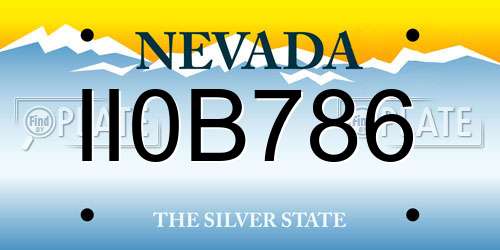 II0B786 Nevada License Plate
