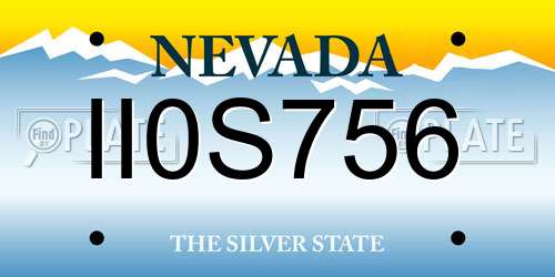 II0S756 Nevada License Plate