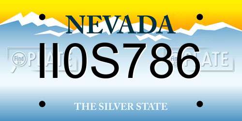 II0S786 Nevada License Plate