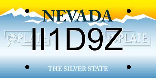 II1D9Z Nevada License Plate
