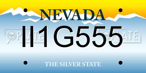 II1G555 Nevada License Plate