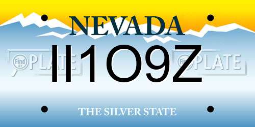 II1O9Z Nevada License Plate