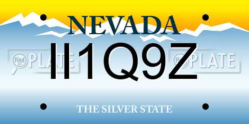 II1Q9Z Nevada License Plate