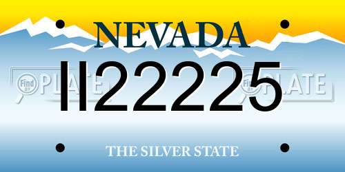 II22225 Nevada License Plate