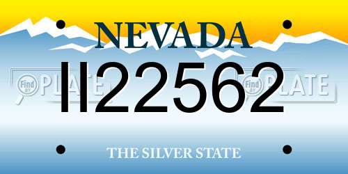 II22562 Nevada License Plate