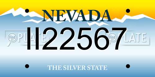 II22567 Nevada License Plate